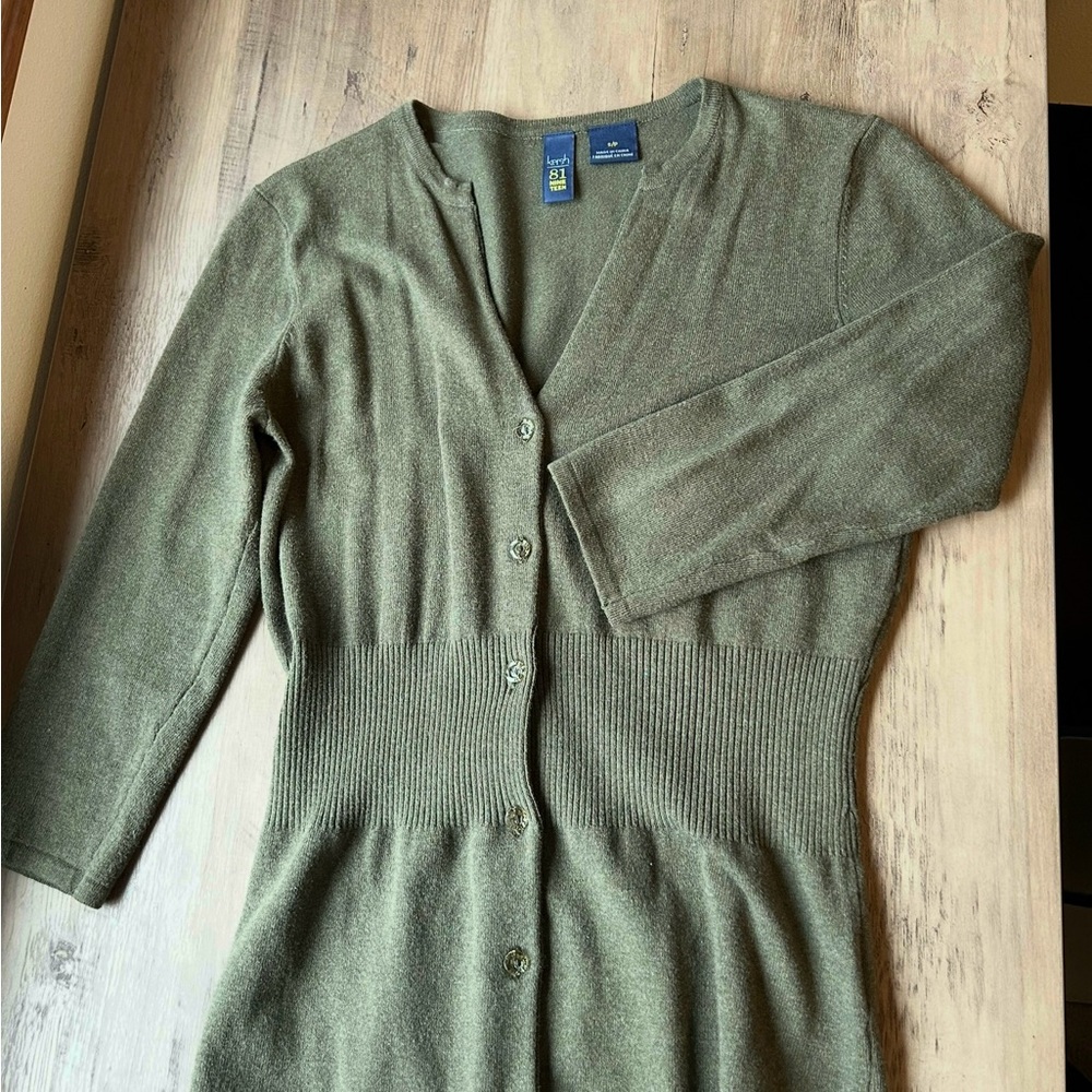 Green Button-Up Cardigan